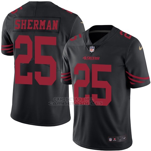 Camiseta NFL Limited Hombre San Francisco 49ers 25 Richard Sherman Negro Stitched